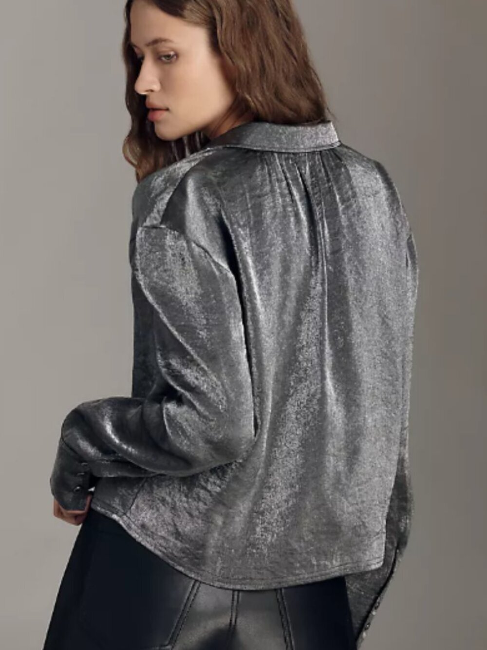 Anthropologie Pilcro Liquid Shine Buttondown Shirt Size S NWT - Picture 2 of 14